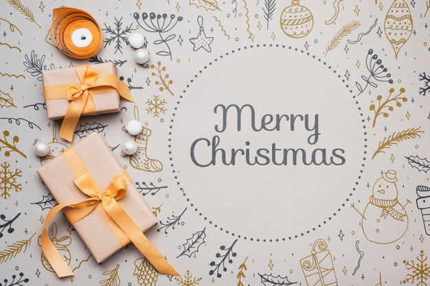 Colorful Merry Christmas Concept Mock-Up Psd