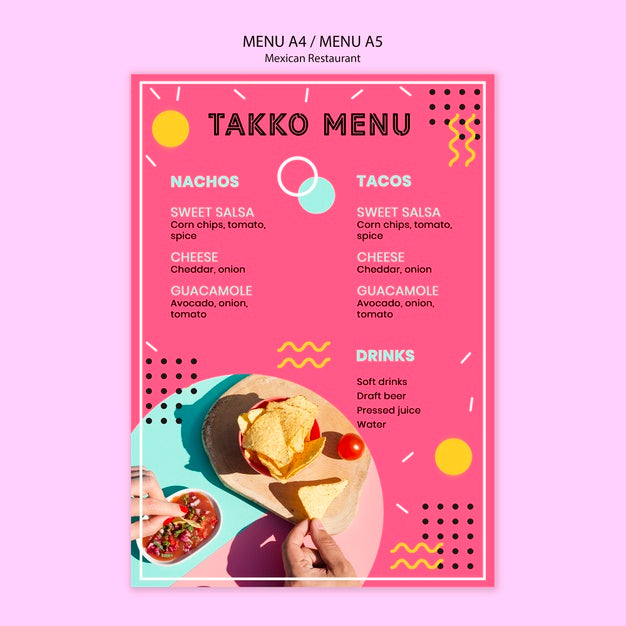 Colorful Mexican Restaurant Menu Psd