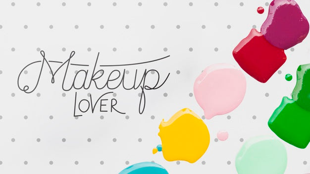 Colorful Nail Polish Stains Make-Up Concept Mock-Up Psd