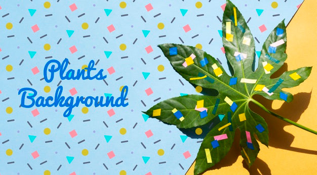 Colorful Painted Plant Leaves Mock-Up Psd