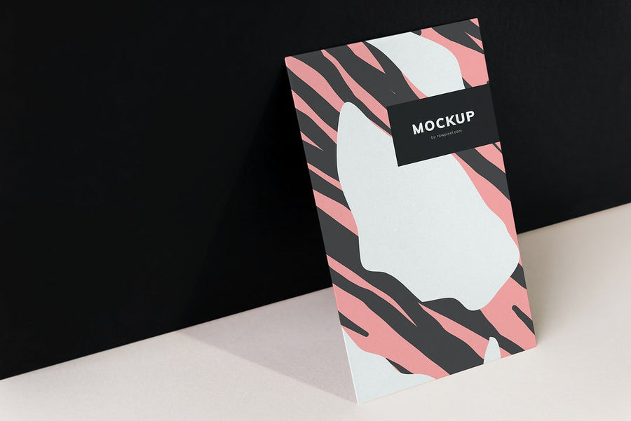 Colorful Paperboard Mockup Against The Black Wall
