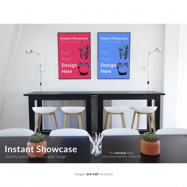 Colorful Pictures On Wall Mock Up Psd