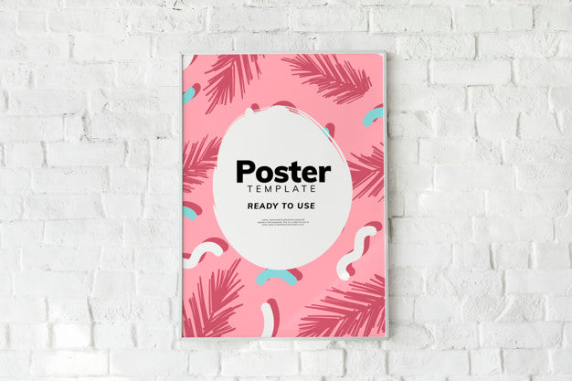 Colorful Poster Template On A White Brick Wall Psd