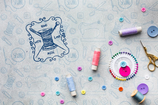 Colorful Sewing Equipment Mock-Up Psd