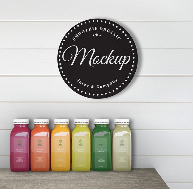 Colorful Smoothies On Table Mock-Up Psd