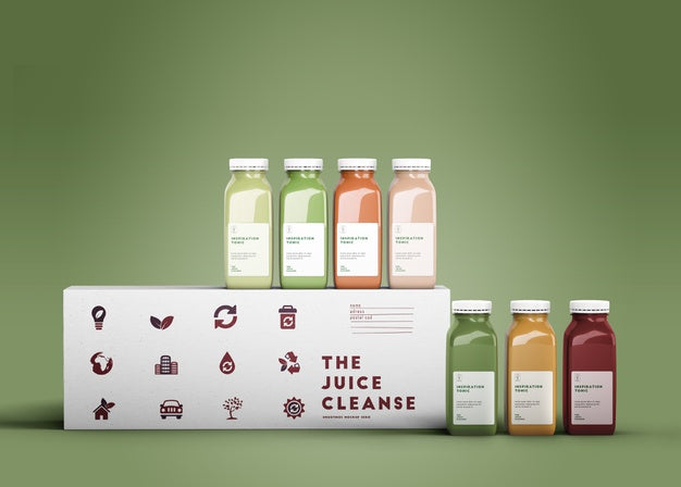 Colorful Smoothies With Green Background Mock-Up Psd