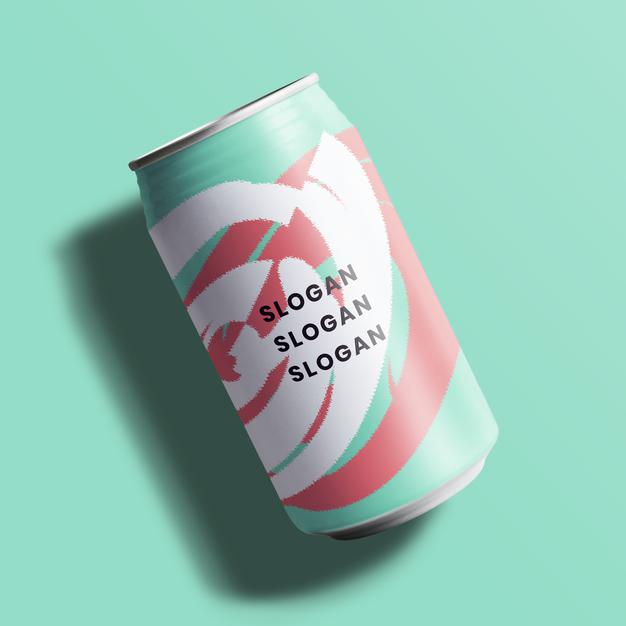 Colorful Soda Can Mockup For Beverage Packaging Design Psd