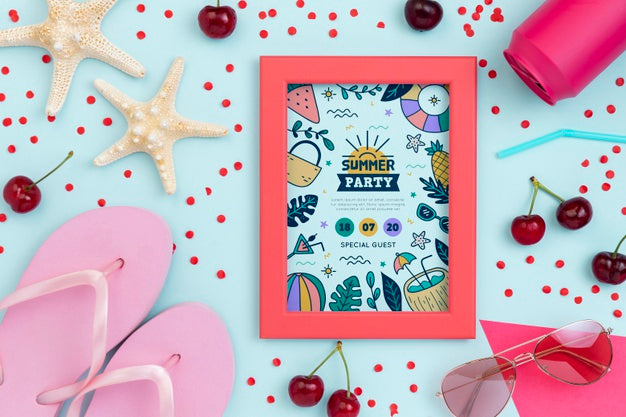 Colorful Summer Concept Mock-Up Psd