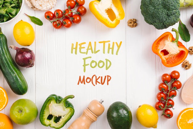 Colorful Veggies Vegan Food Mock-Up Psd