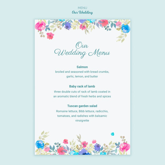 Colorful Wedding Concept Menu Psd