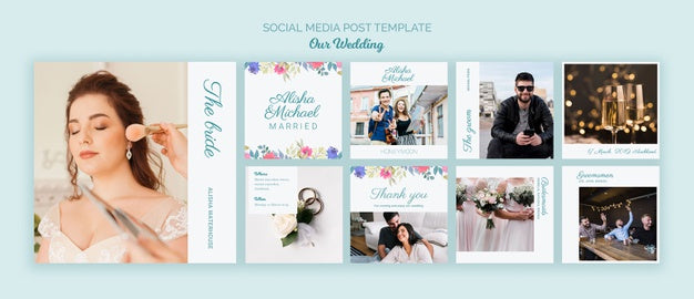 Colorful Wedding Concept Social Media Template Psd
