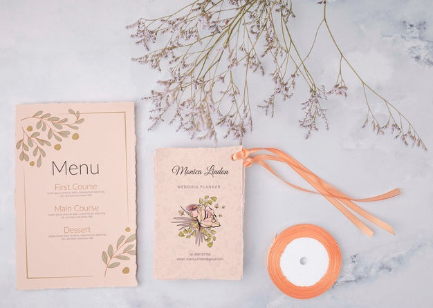 Colorful Wedding Invitation And Menu Psd