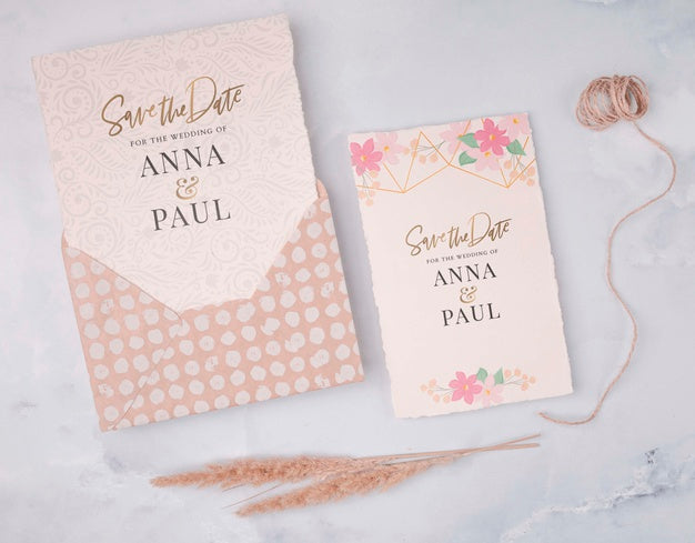 Colorful Wedding Invitation With Flat Lay Psd