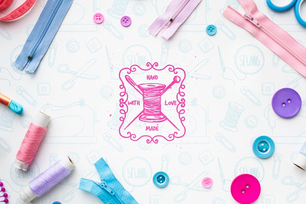 Colorful Zippers And Buttons Mock-Up Psd