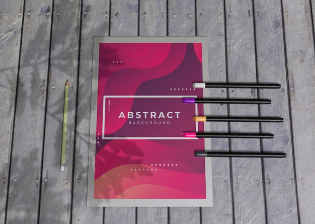 Coloured Pencils And Watercolour Flyer Brand Company Business Mock-Up Paper Psd