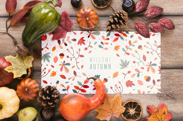 Colourful Notepad With Welcome Autumn Quote Psd