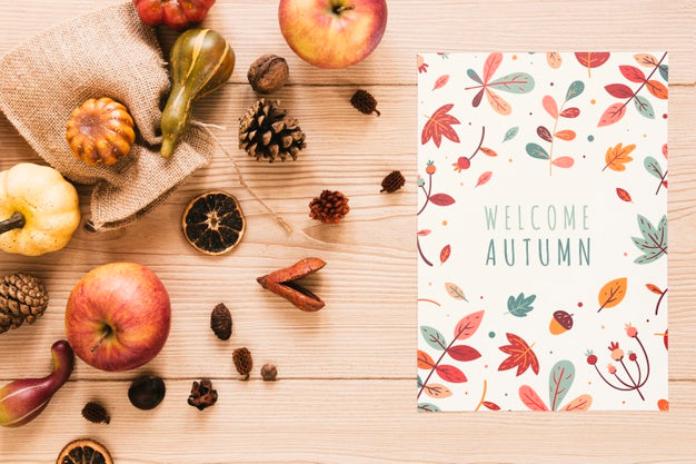 Colourful Notepad With Welcome Autumn Quote Psd