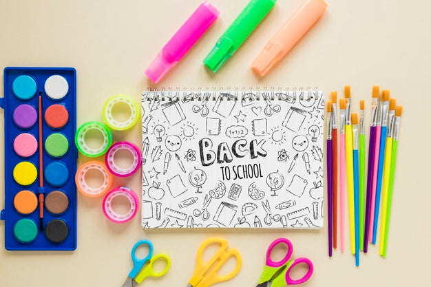 Colourful Products For The Beginning Of School Psd