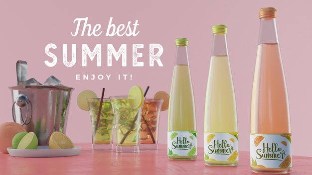 Colourful Soda Bottles With Typoghraphy Psd