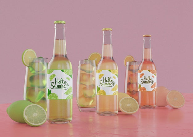 Colourful Soda Bottles With Typoghraphy Psd