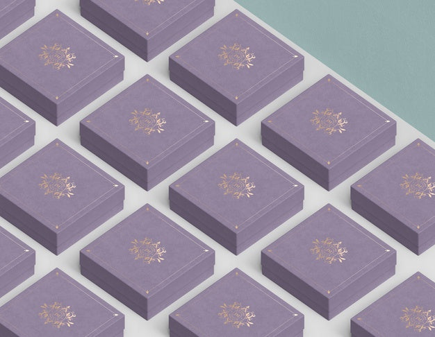 Columns And Rows Of Closed Gift Boxes For Jewellery Psd