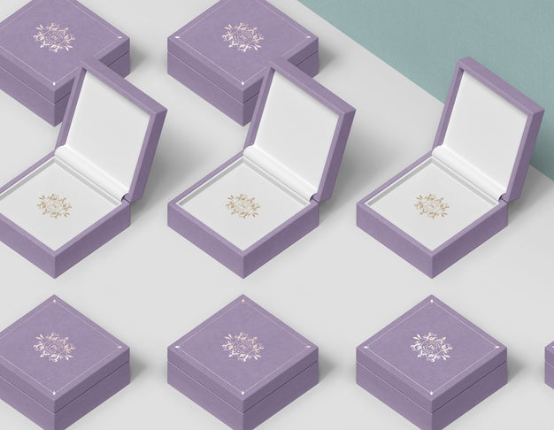 Columns And Rows Of Gift Boxes For Jewellery Psd