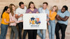 Community Mockup With Group Of People Holding Banner Mockup Psd