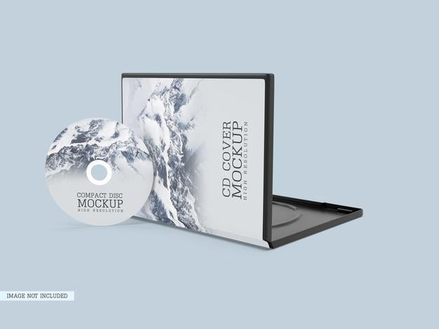 Compact Disc With Cover Mockup Psd