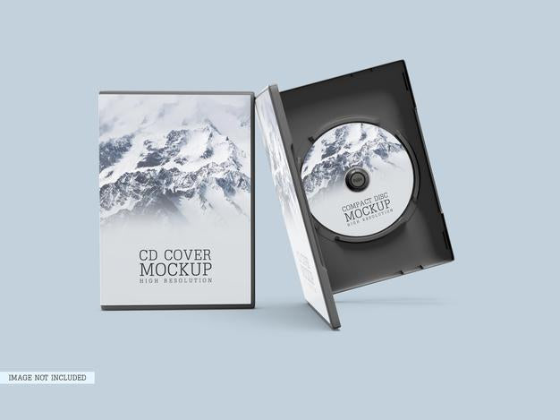 Compact Disc With Cover Mockup Psd