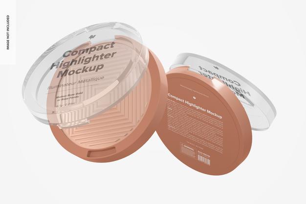 Compact Highlighter Packaging Mockup, Floating Psd