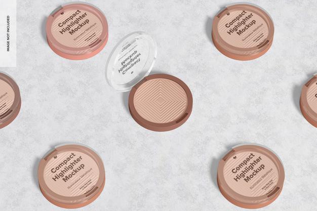 Compact Highlighter Packaging Set Mockup Psd