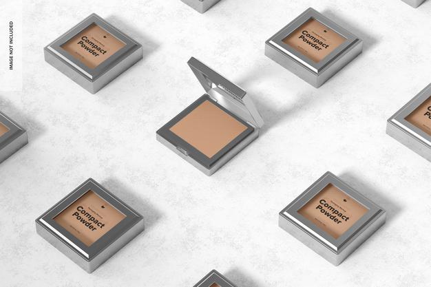 Compact Powder Packaging Set Mockup Psd
