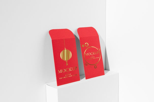 Composition Of Chinese New Year Mock-Up Elements Psd