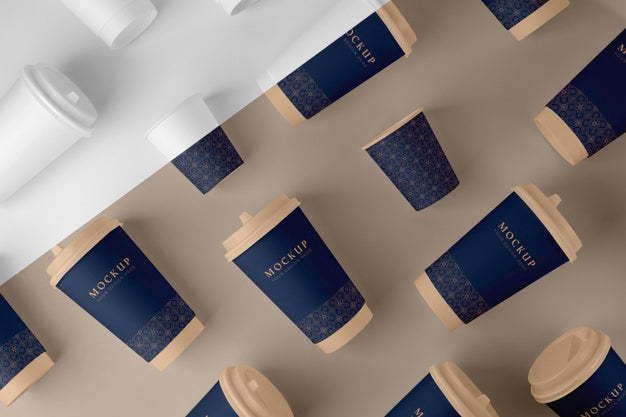 Composition Of Coffee Shop Elements Mock-Up Psd