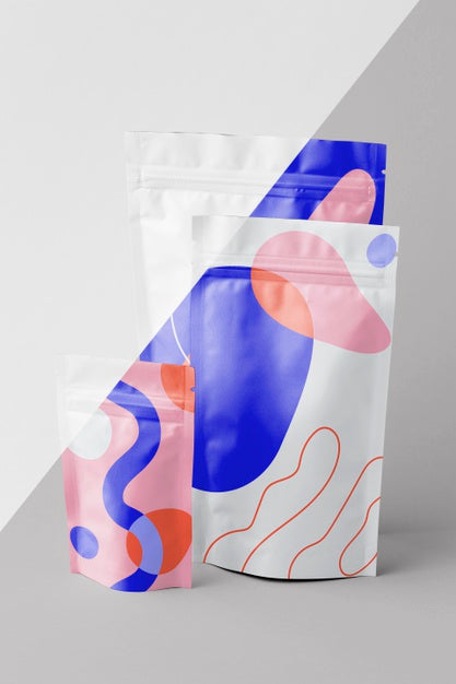 Composition Of Colorful Mock-Up Doypack Psd