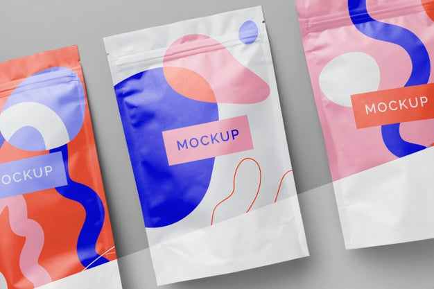 Composition Of Colorful Mock-Up Doypack Psd