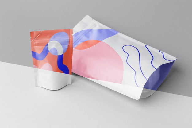 Composition Of Colorful Mock-Up Doypack Psd