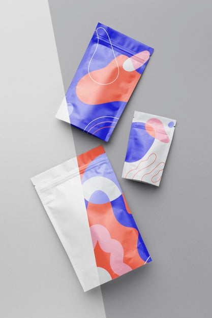 Composition Of Colorful Mock-Up Doypack Psd