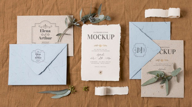 Composition Of Elegant Wedding Mock-Up Cards Psd