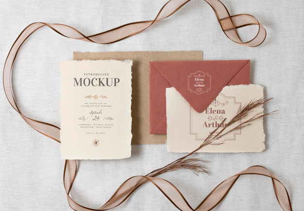 Composition Of Elegant Wedding Mock-Up Cards Psd