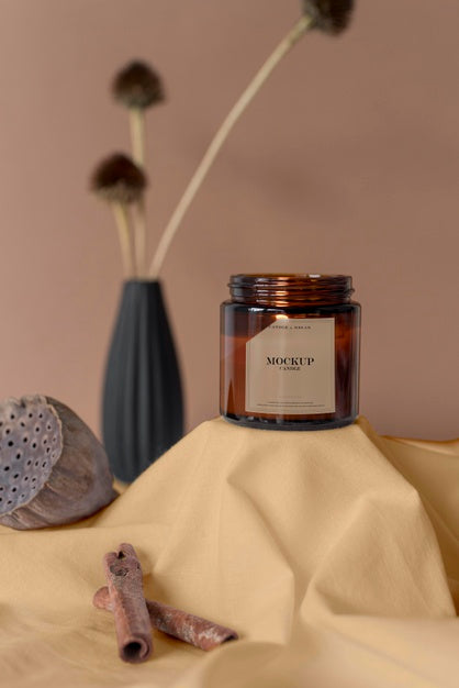 Composition Of Mock-Up Candle Packaging Psd