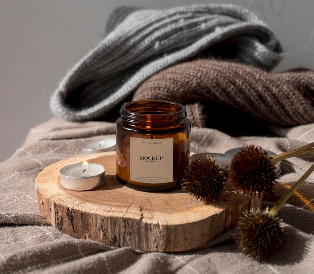 Composition Of Mock-Up Candle Packaging Psd