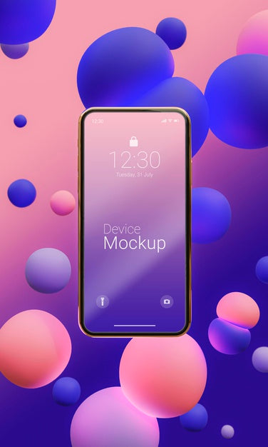 Composition Of Mock-Up Device With Abstract Liquids Psd