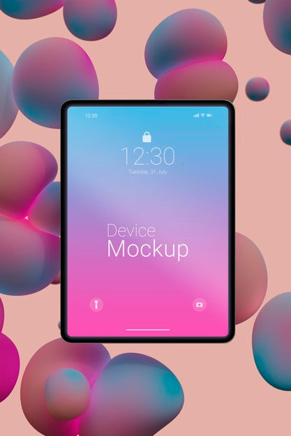 Composition Of Mock-Up Device With Abstract Liquids Psd