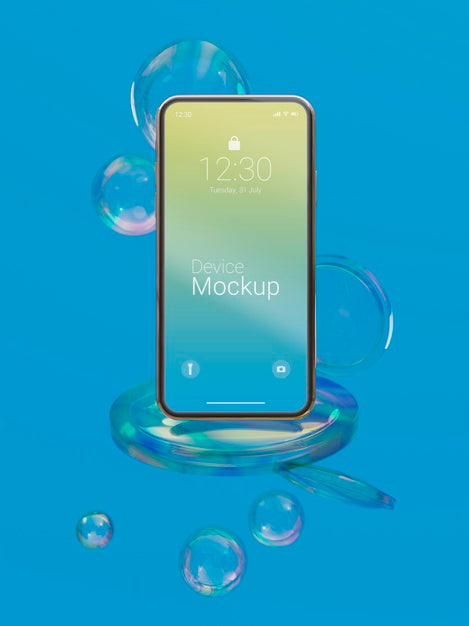 Composition Of Mock-Up Device With Abstract Liquids Psd