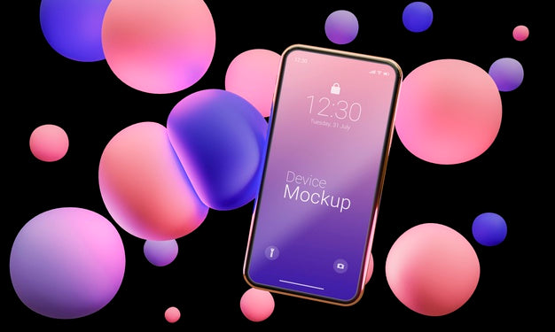 Composition Of Mock-Up Device With Abstract Liquids Psd