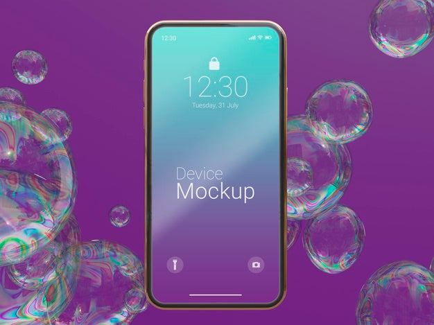 Composition Of Mock-Up Phone With Abstract Liquids Psd