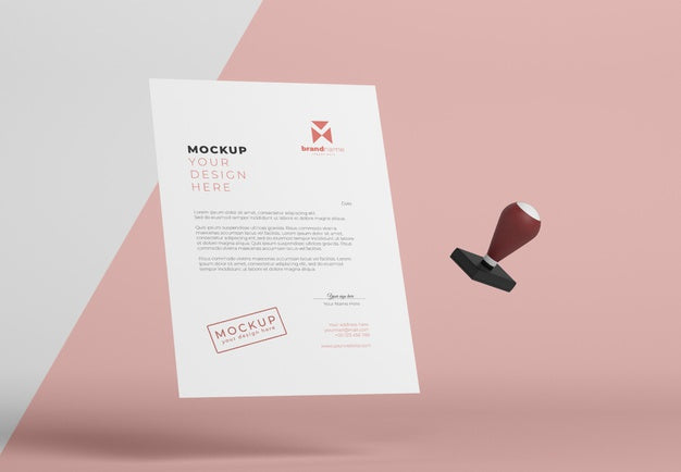 Composition Of Paper And Seal Mock-Up Psd