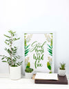 Composition Of Plants Next To Frame Mockup Psd