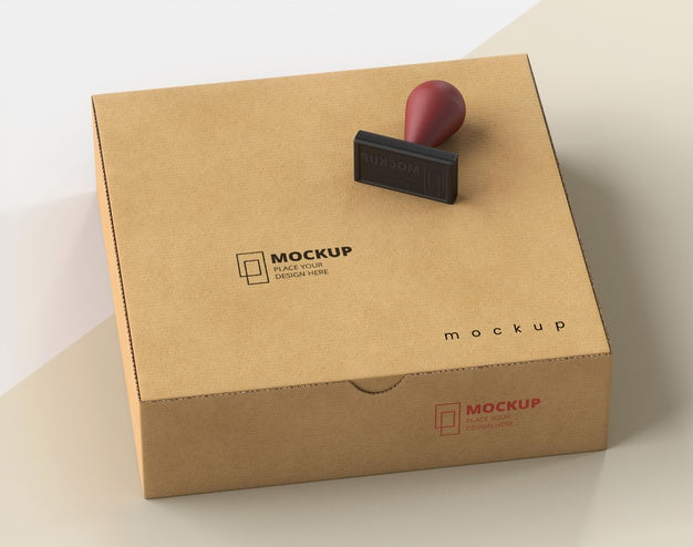 Composition Of Stamp And Box Labeled Psd